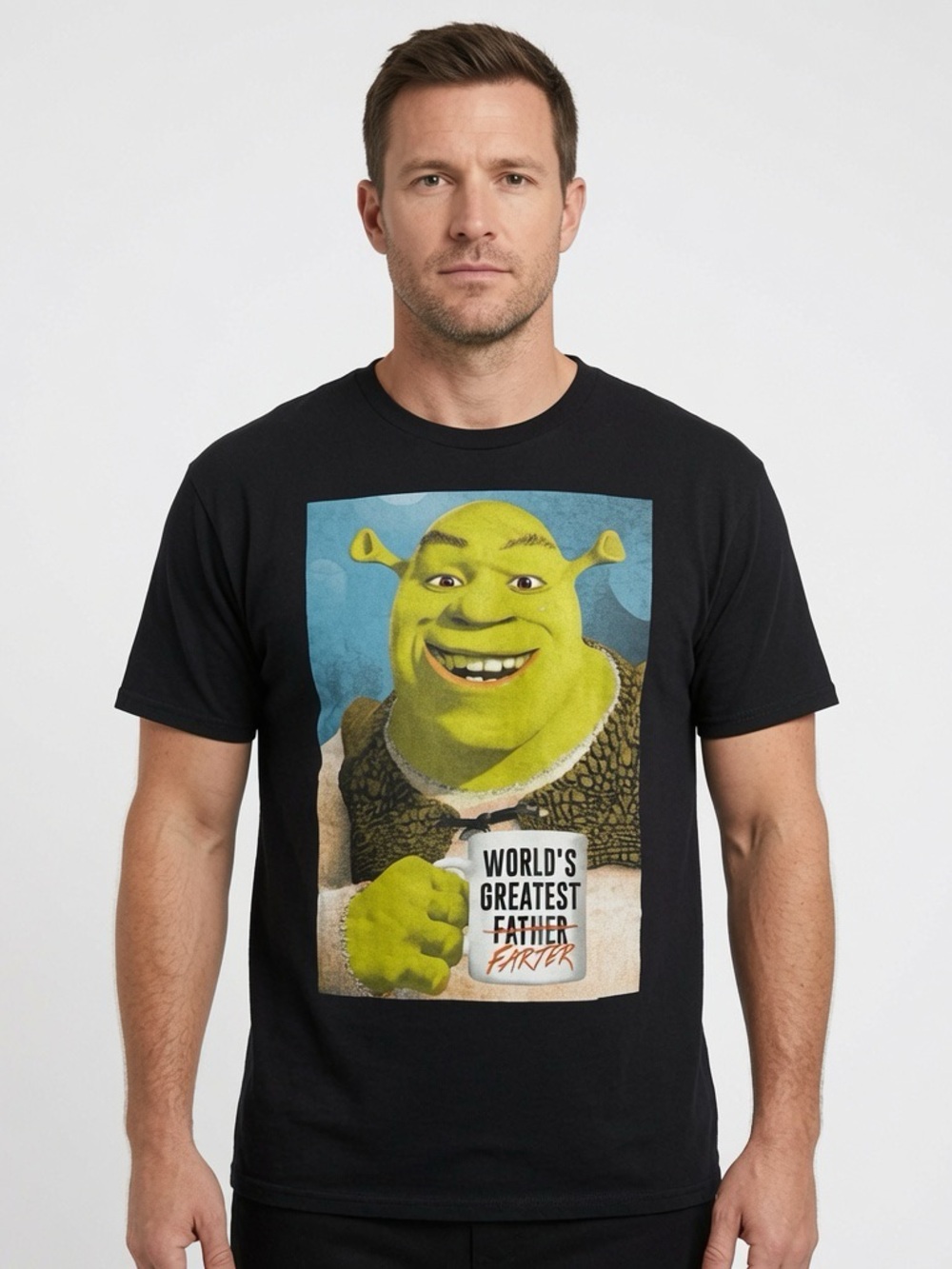 DreamWorks Shrek Print Tee - Black with Silver/White Logo